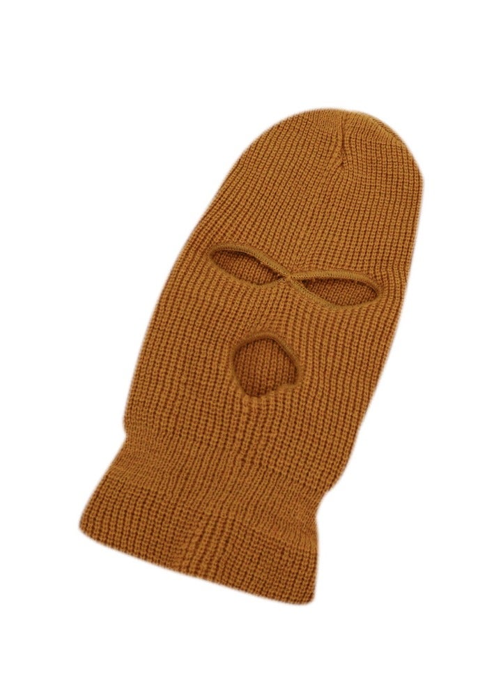 3-Hole Knitted Full Face Mask Brown