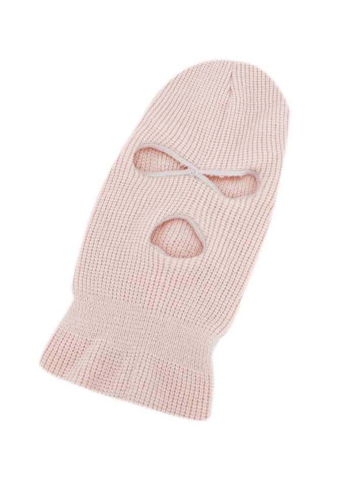 3-Hole Knitted Full Face Mask Light Pink