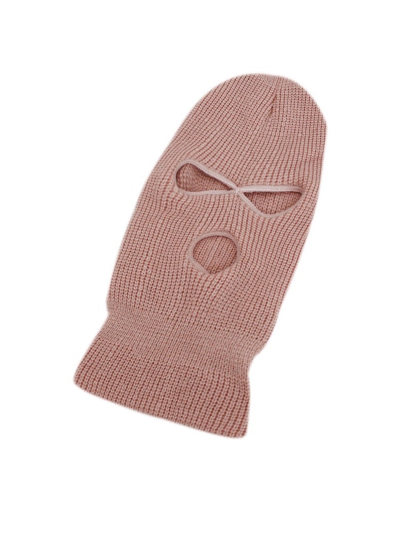 3-Hole Knitted Full Face Mask Deep Pink