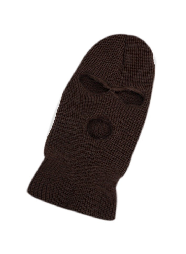 3-Hole Knitted Full Face Mask Deep Brown