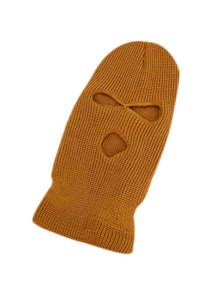 3-Hole Knitted Full Face Mask Deep Yellow