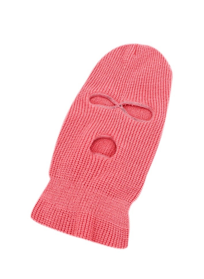 3-Hole Knitted Full Face Mask Dark Pink