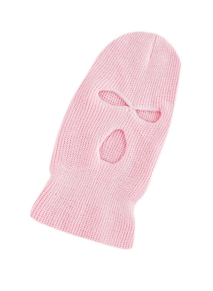 3-Hole Knitted Full Face Mask Pink