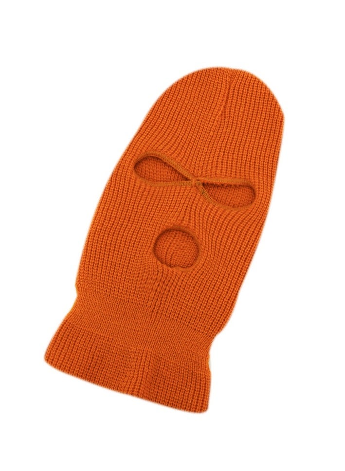 3-Hole Knitted Full Face Mask Dark Orange