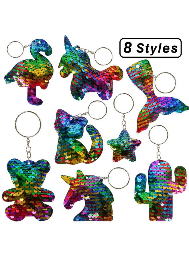 40 Pcs Sequin Keychains Bulk Glitter Flip Keyrings Girls Fairy Party Favors Reversible Hanging Key Chains