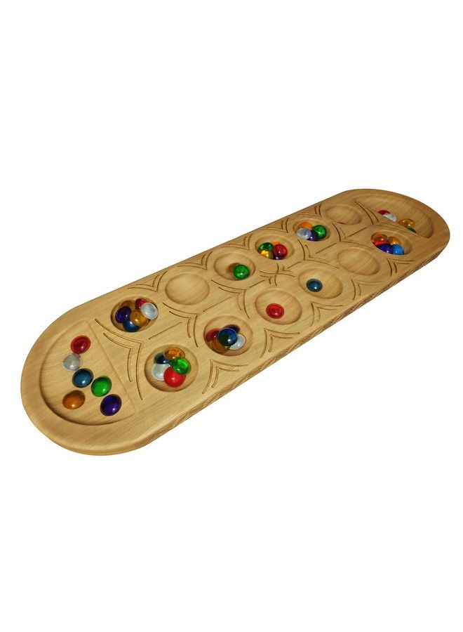 Classic Mancala Game Features A Fullsized, Solid Wooden Board With Exquisite Detail Stones By Pressman