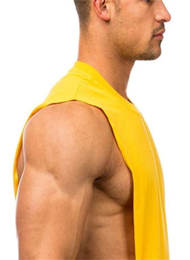 Casual Round Neck Sleeveless T-Shirt Yellow