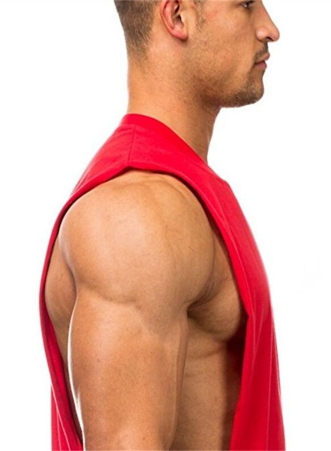 Casual Round Neck Sleeveless T-Shirt Red