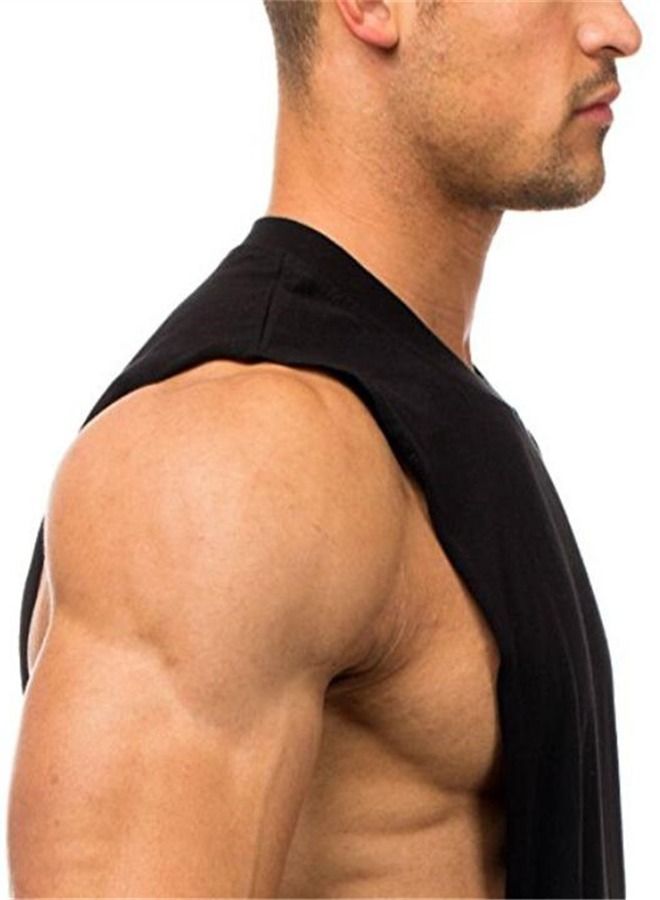 Casual Round Neck Sleeveless T-Shirt Black
