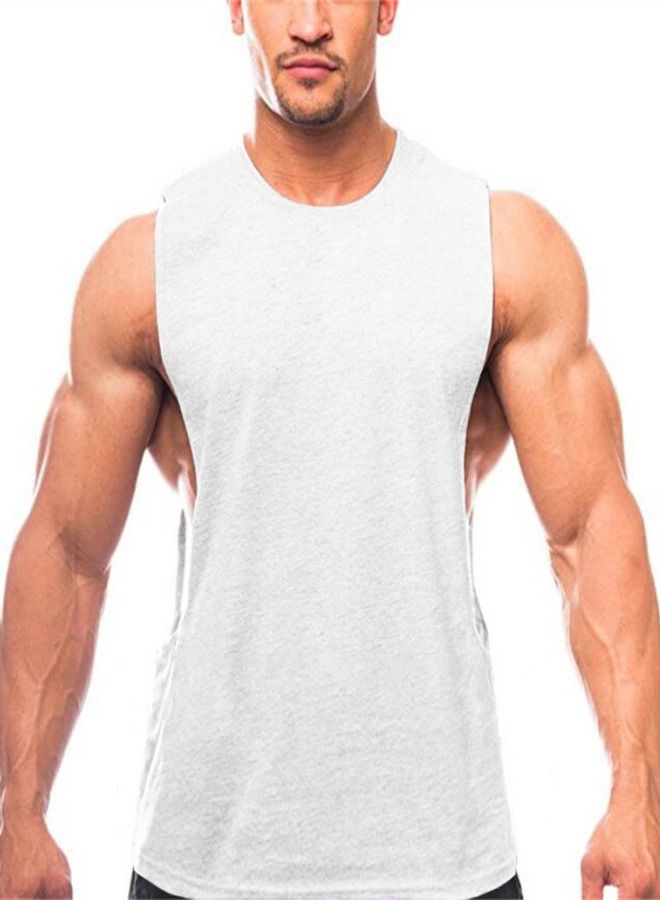 Casual Round Neck Sleeveless T-Shirt White