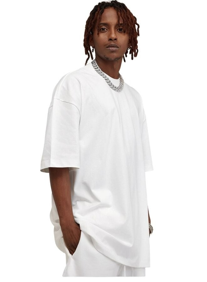 Men's Casual Breathable Loose Shoulder Oversize Crew Neck Short Sleeve T-shirt