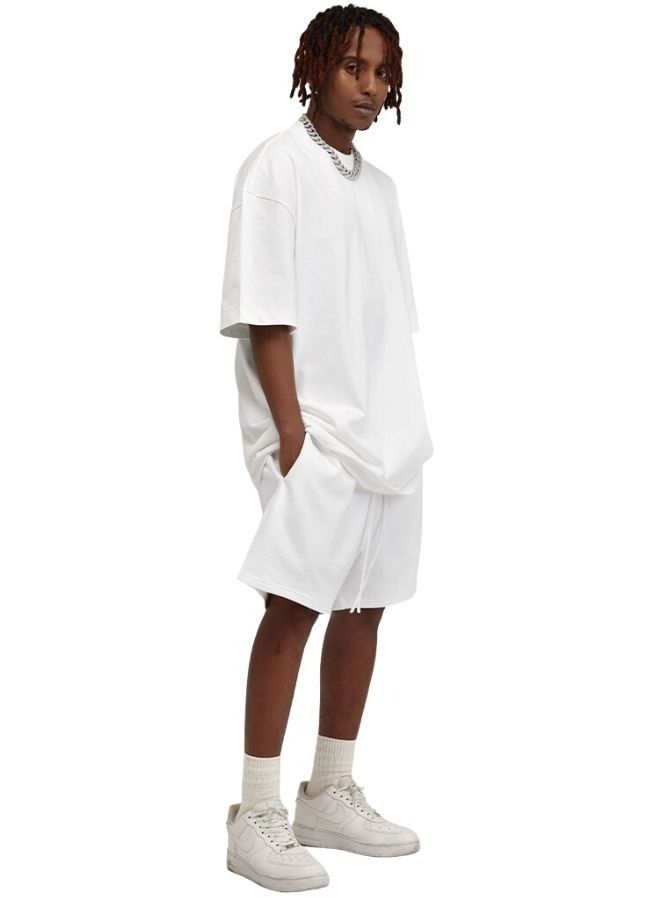 Men's Casual Breathable Loose Shoulder Oversize Crew Neck Short Sleeve T-shirt