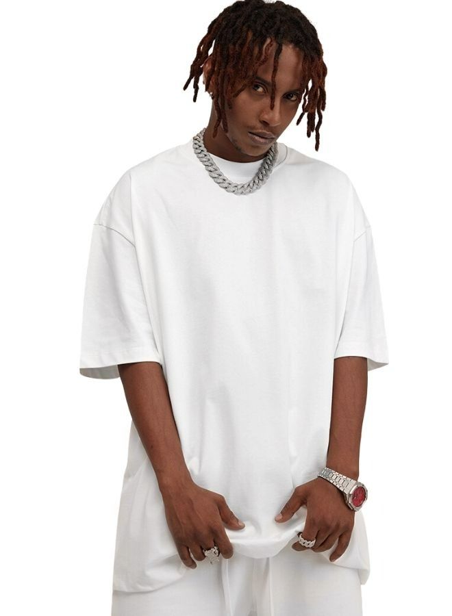 Men's Casual Breathable Loose Shoulder Oversize Crew Neck Short Sleeve T-shirt