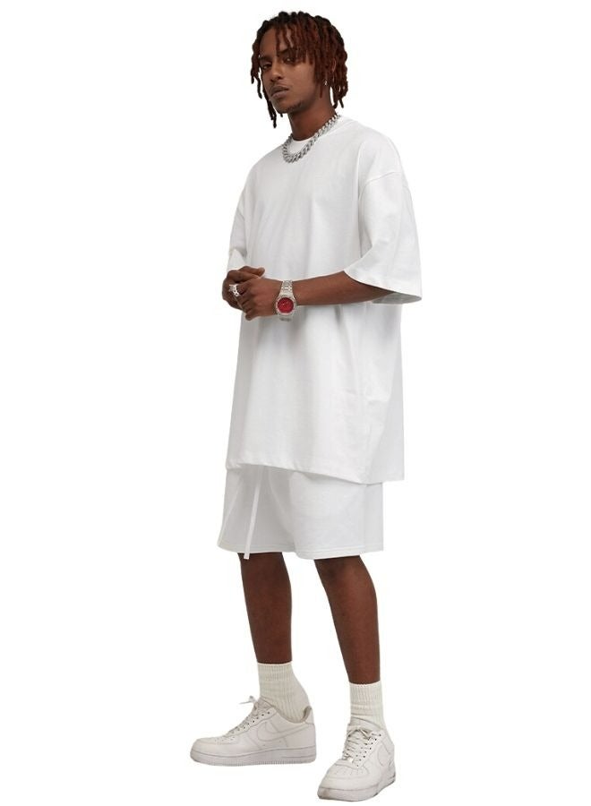 Men's Casual Breathable Loose Shoulder Oversize Crew Neck Short Sleeve T-shirt