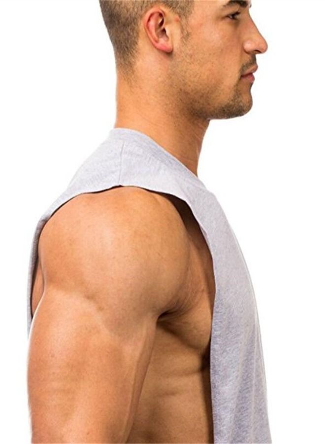 Casual Round Neck Sleeveless T-Shirt Grey