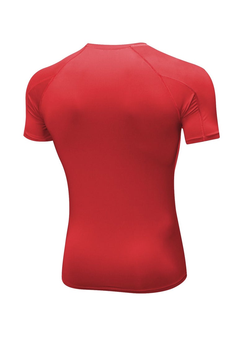 Men Quick Dry Breathable Elastic T-Shirt Red