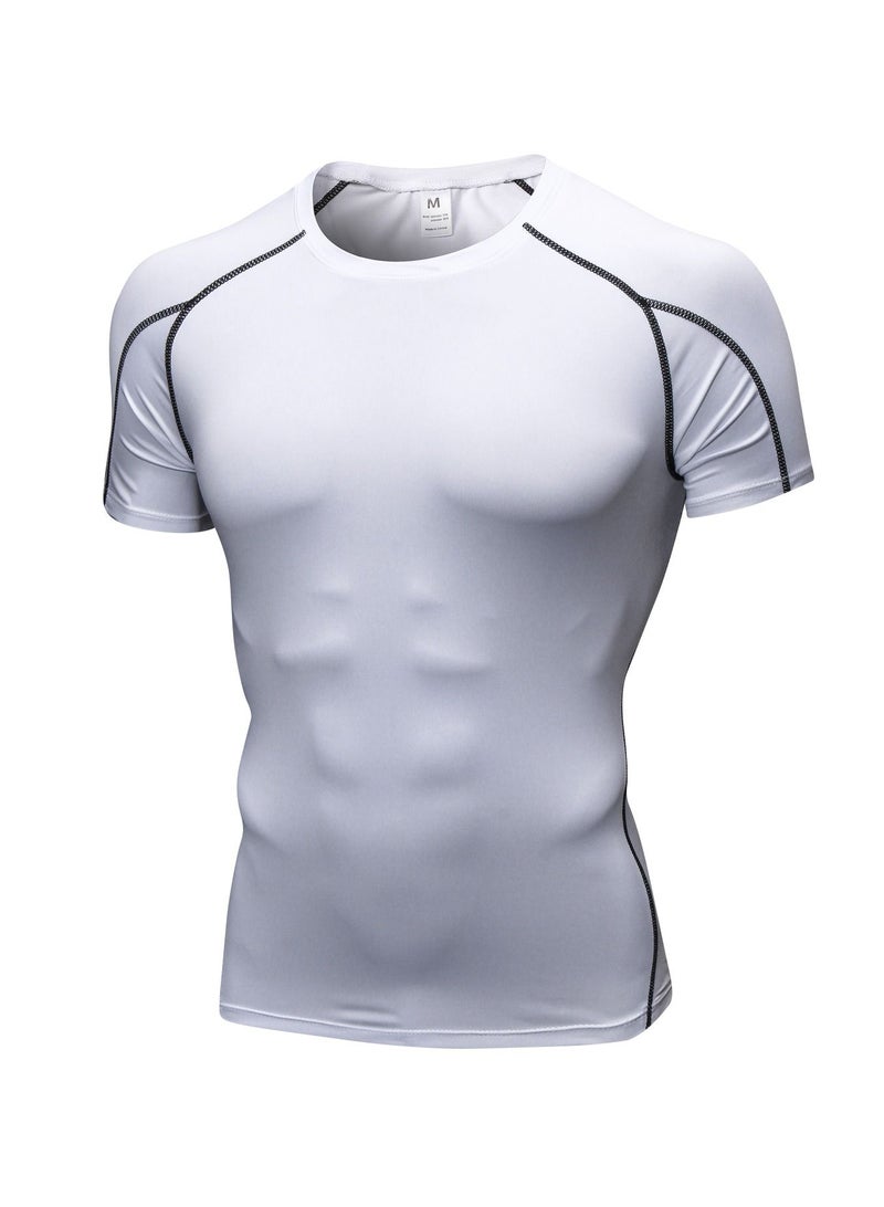 Men Quick Dry Breathable Elastic T-Shirt White