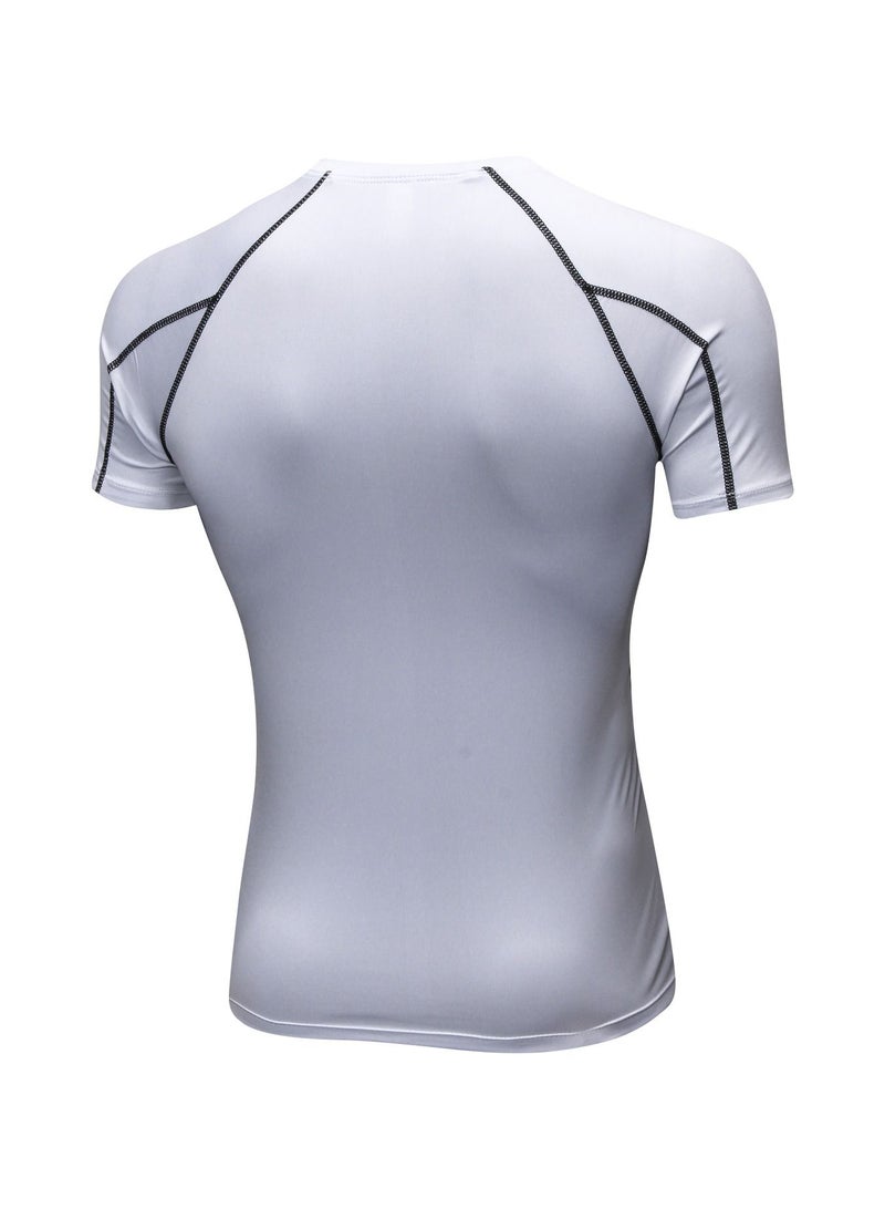 Men Quick Dry Breathable Elastic T-Shirt White