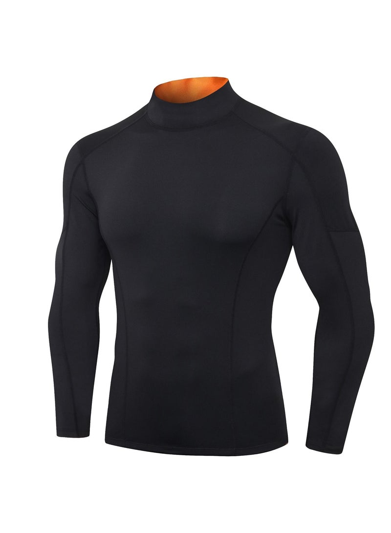 Men Quick Dry Breathable Long Sleeve T-Shirt Black/Orange