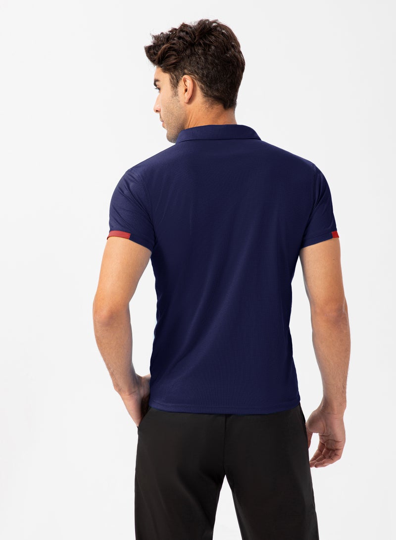 Men Quick Dry Breathable Elastic T-Shirt Dark Blue