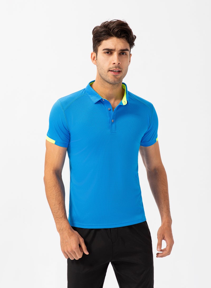 Men Quick Dry Breathable Elastic T-Shirt Lake Blue