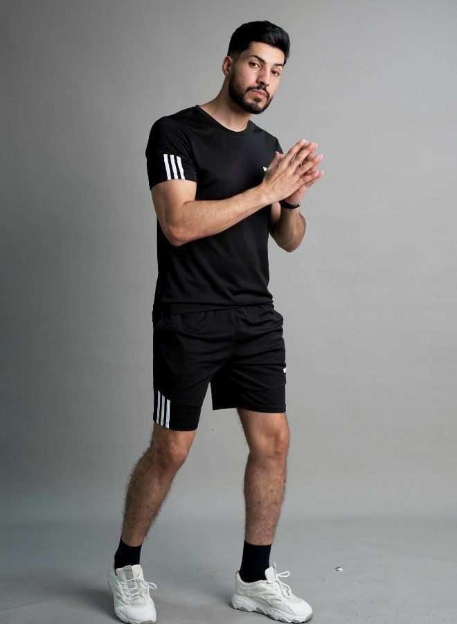 Men Activewear T-Shirt and Shorts Set Suitable for Indoor and Outdoor