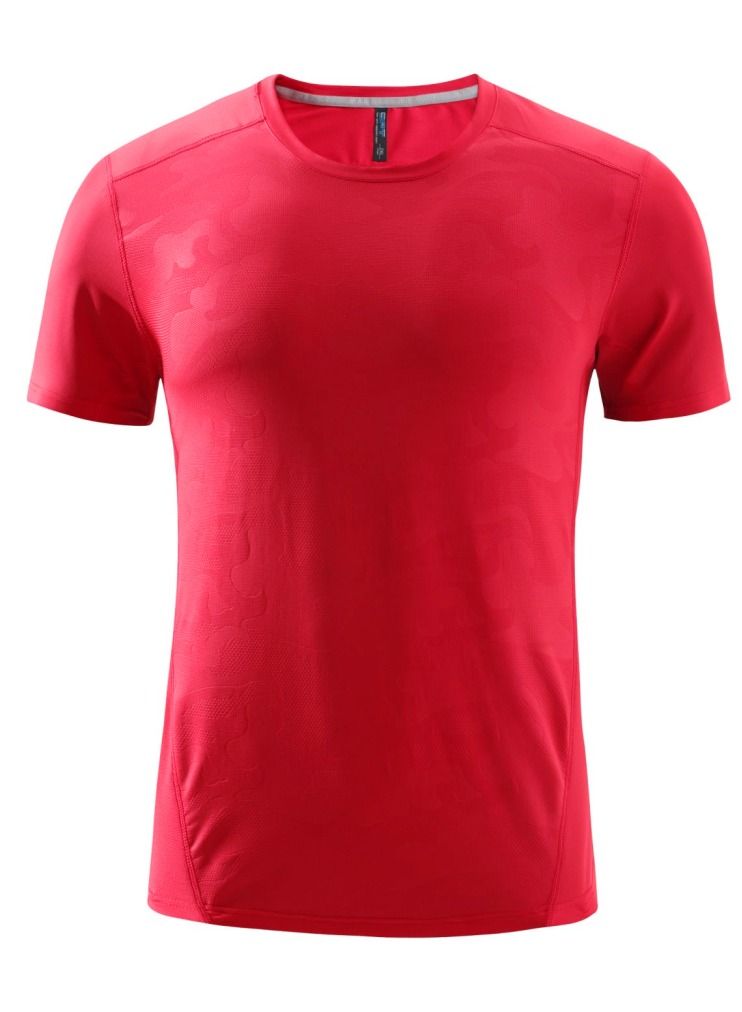 Men Quick Dry Breathable Elastic T-Shirt Red