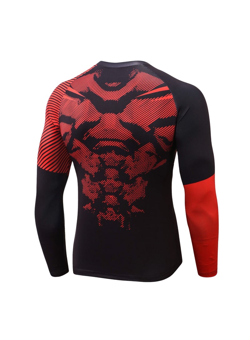 Men Quick Dry Breathable Long Sleeve T-Shirt Black/Red