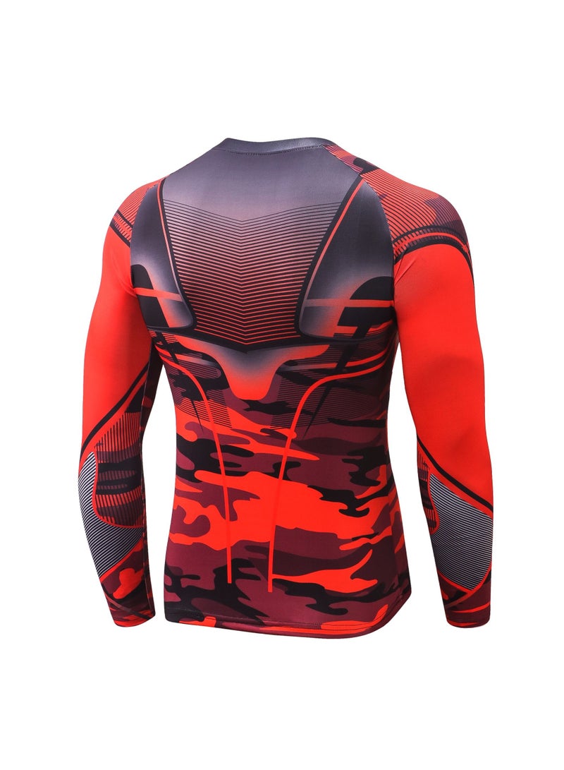 Men Quick Dry Breathable Long Sleeve T-Shirt Red