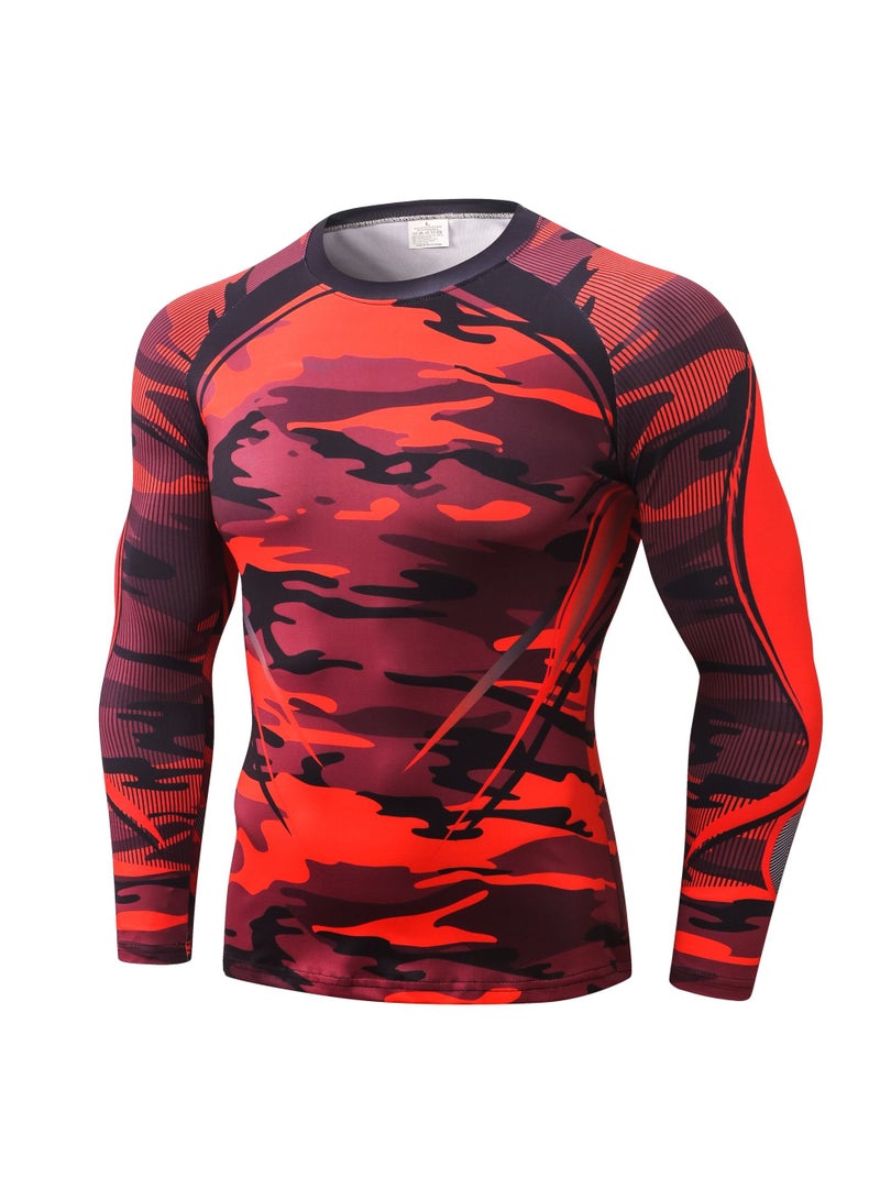 Men Quick Dry Breathable Long Sleeve T-Shirt Red