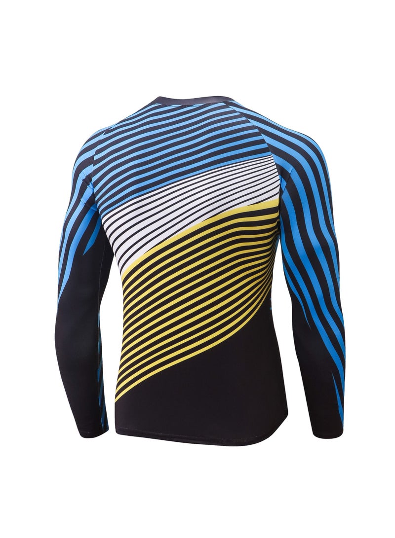 Men Quick Dry Breathable Long Sleeve T-Shirt Black/Blue