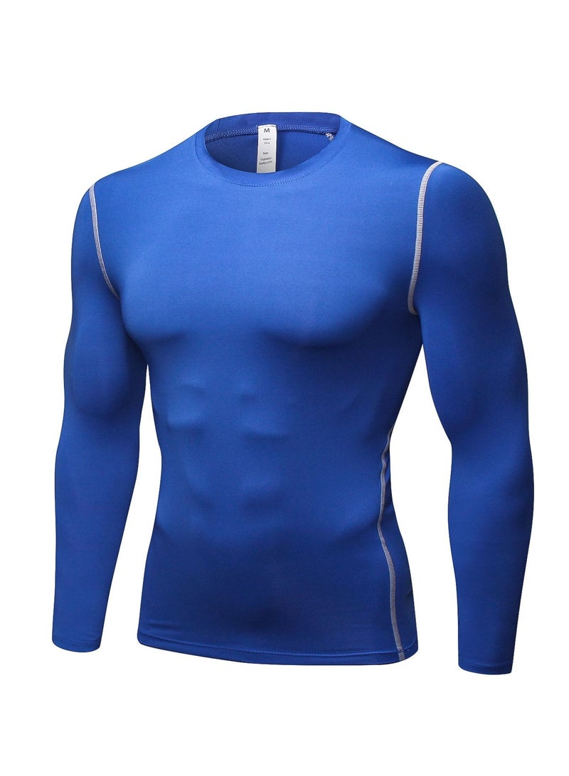 Men Quick Dry Breathable Long Sleeve T-Shirt Blue