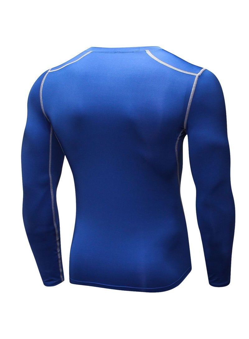 Men Quick Dry Breathable Long Sleeve T-Shirt Blue