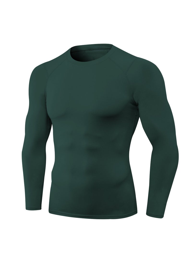 Men Quick Dry Breathable Long Sleeve T-Shirt Dark Green