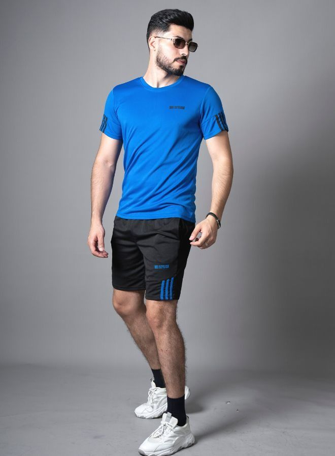 Casual Style Men`s Active Wear Outdoor or Indoor T-shirt and Short Set