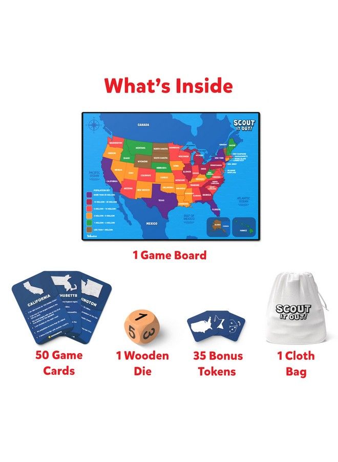 Board Game Scout It Out The 50 States Fun Guessing & Trivia Game For Families 36 Players Gifts For Ages 7 And Up