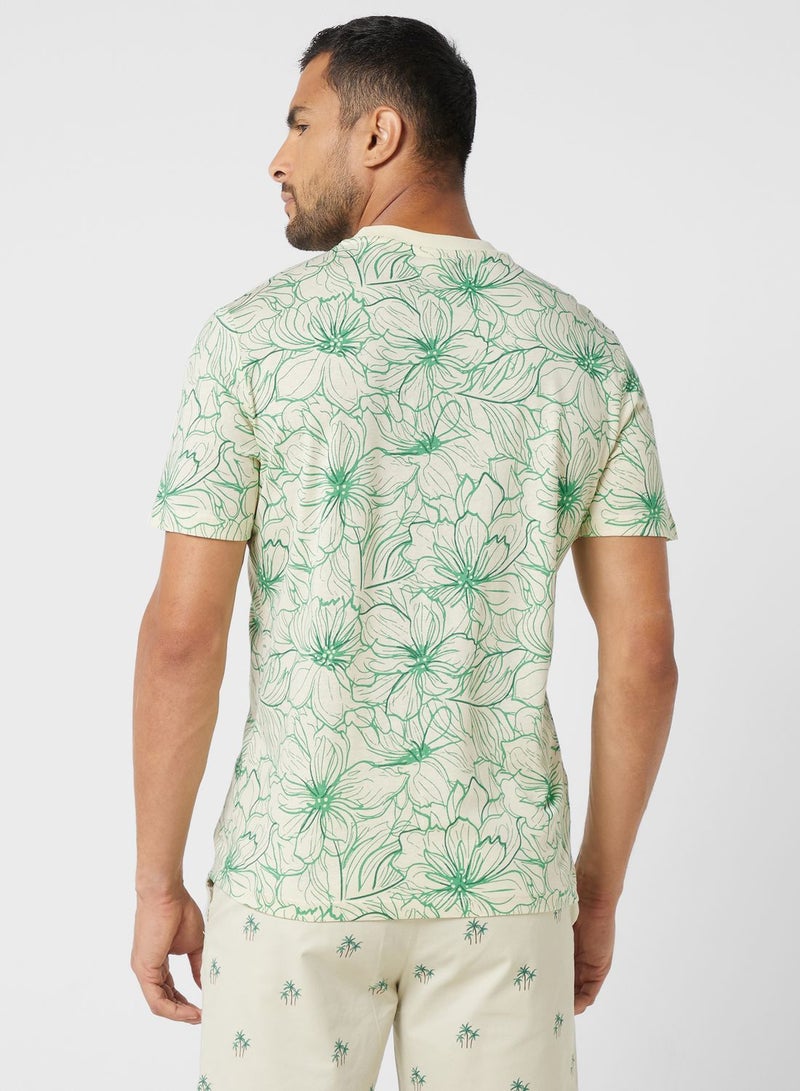 Floral Print Crew Neck T-Shirt