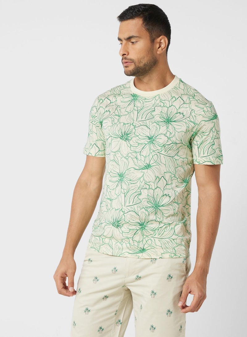 Floral Print Crew Neck T-Shirt