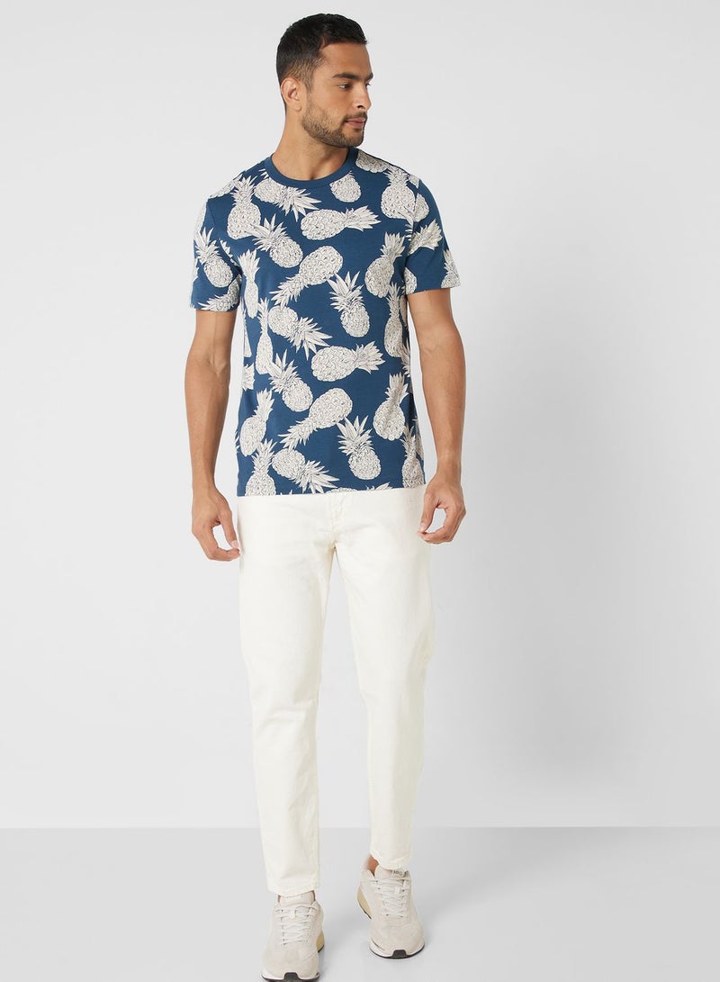 Pineapple Printed Crew Neck T-Shirt