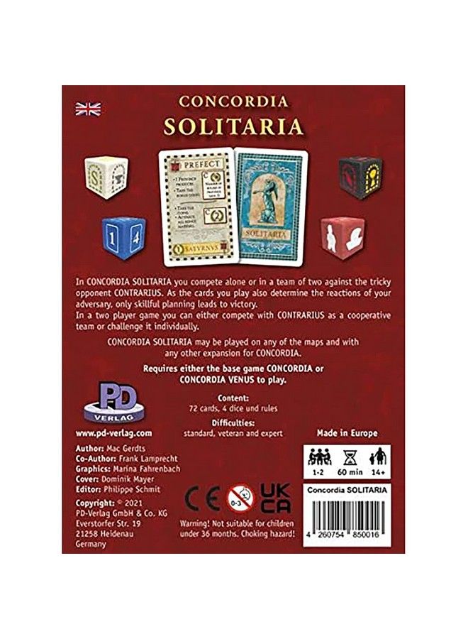 : Concordia Solitaria Expansion Strategy Board Game Expansion To Concordia Ages 14+ 1 2 Players 60 Min Game Play (Rgg615)