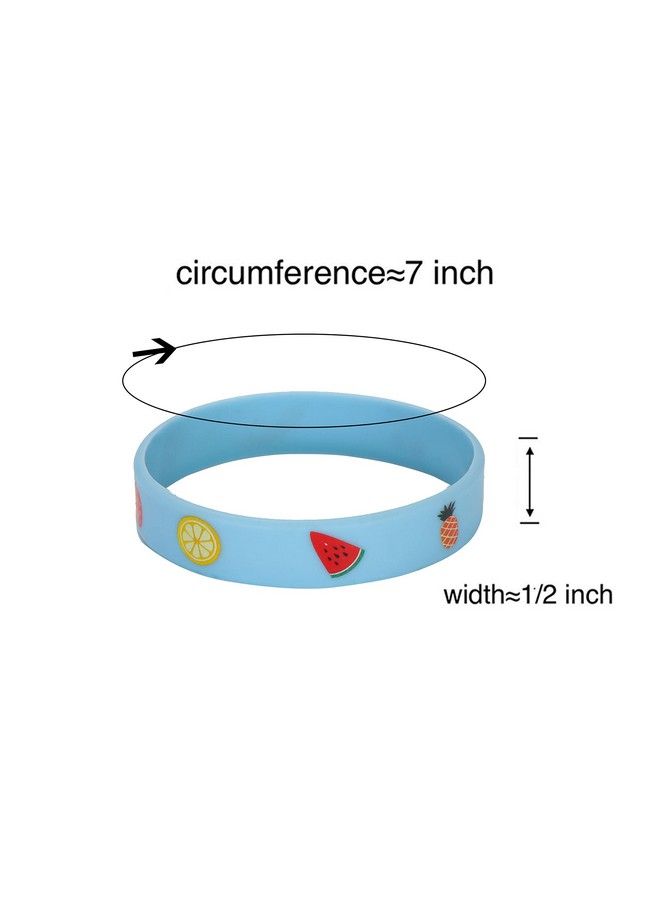 24 Pack Tutti Frutti Fruit Silicone Wristbands Bracelets Summer Tropical Fruit Themed Birthday Party Favors For Kids