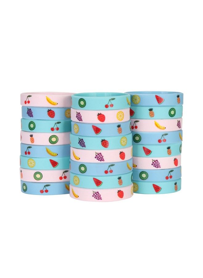 24 Pack Tutti Frutti Fruit Silicone Wristbands Bracelets Summer Tropical Fruit Themed Birthday Party Favors For Kids