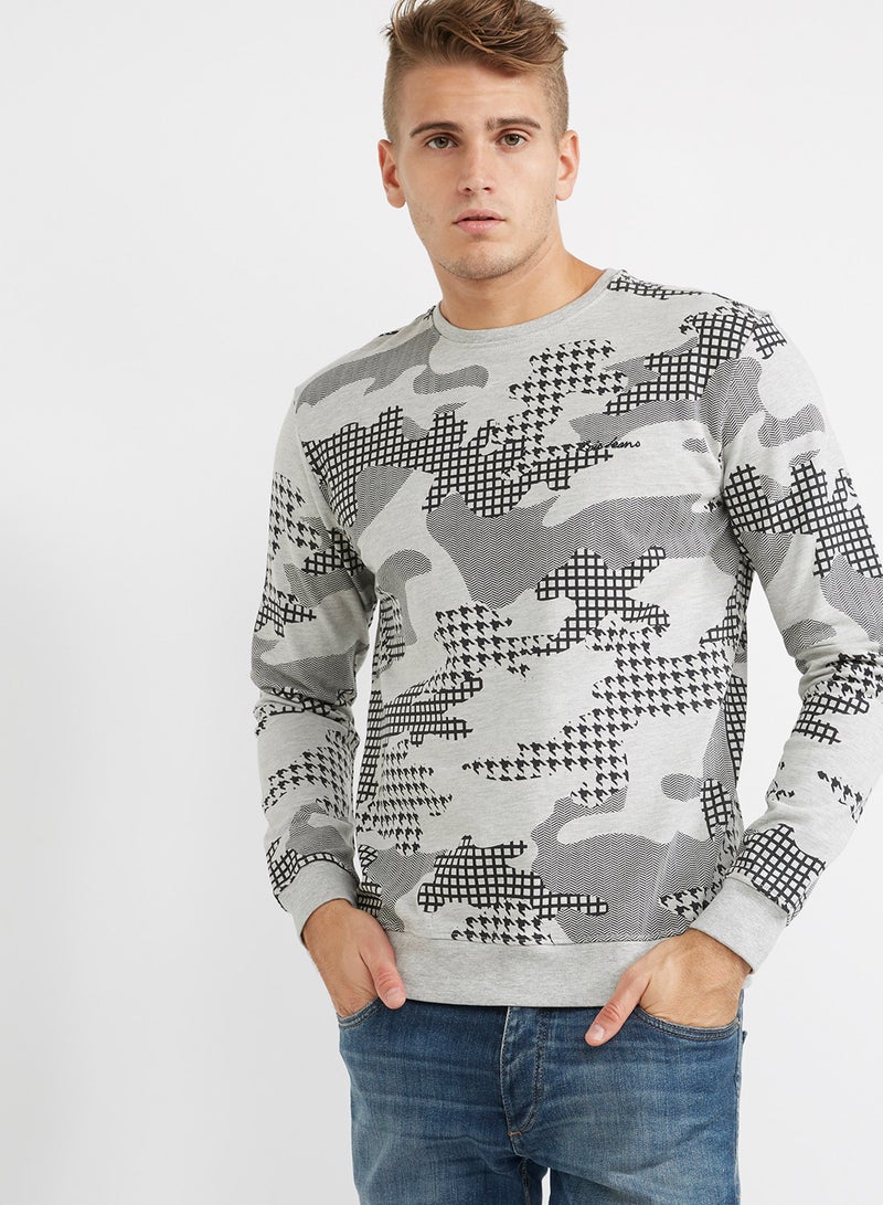 Camouflage Crew Neck Sweatshirt Military Print