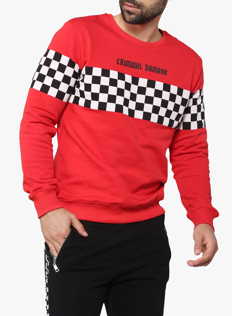 Chequerboard Sweatshirt Red