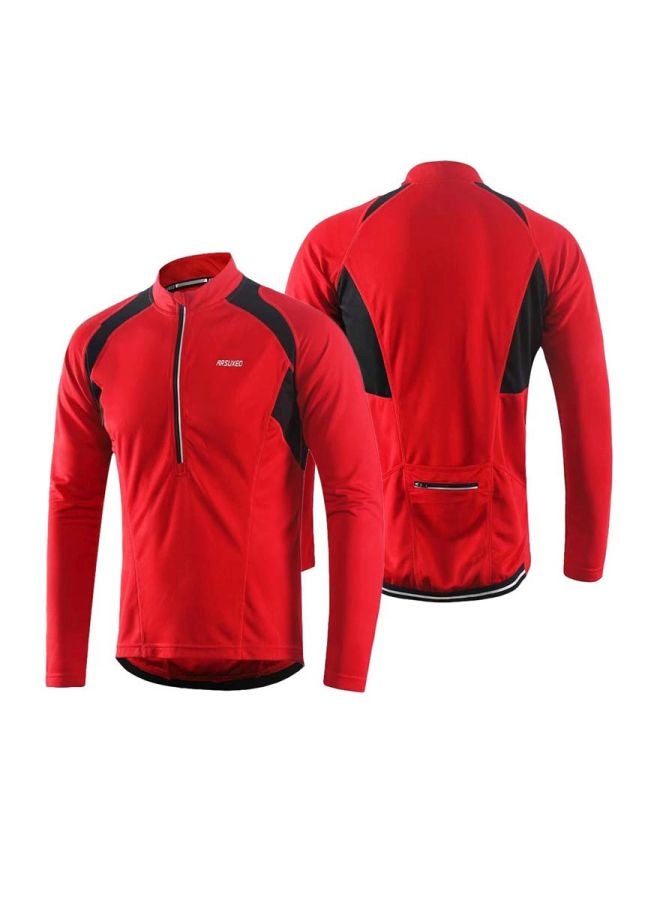 Long Sleeves Cycling Jersey Red