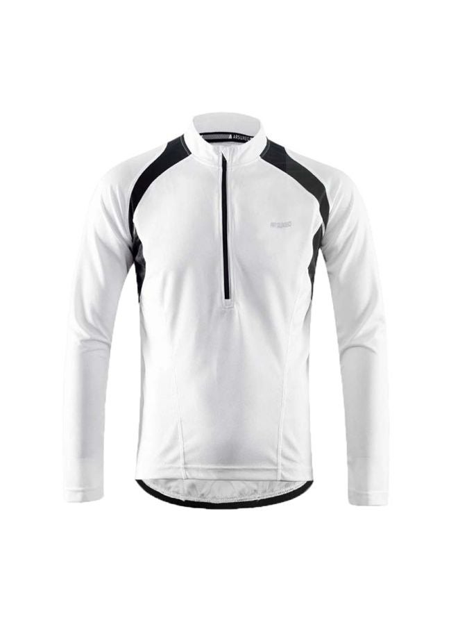 Long Sleeves Cycling Jersey White/Black
