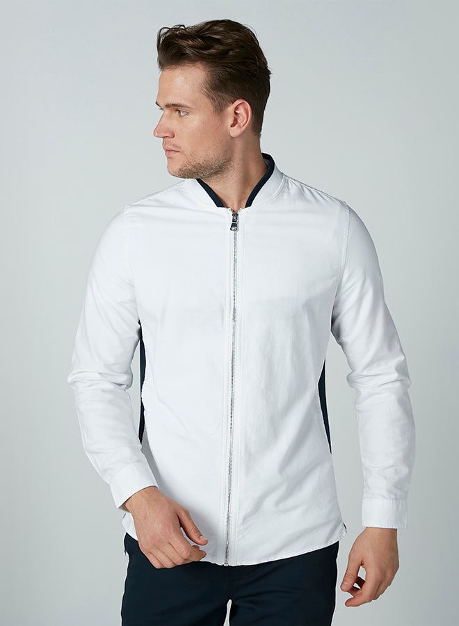 Round Neck Long Sleeve Sweatshirt White