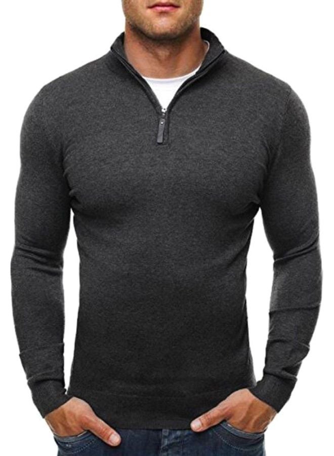 Solid Knitwear Sweatshirt Grey
