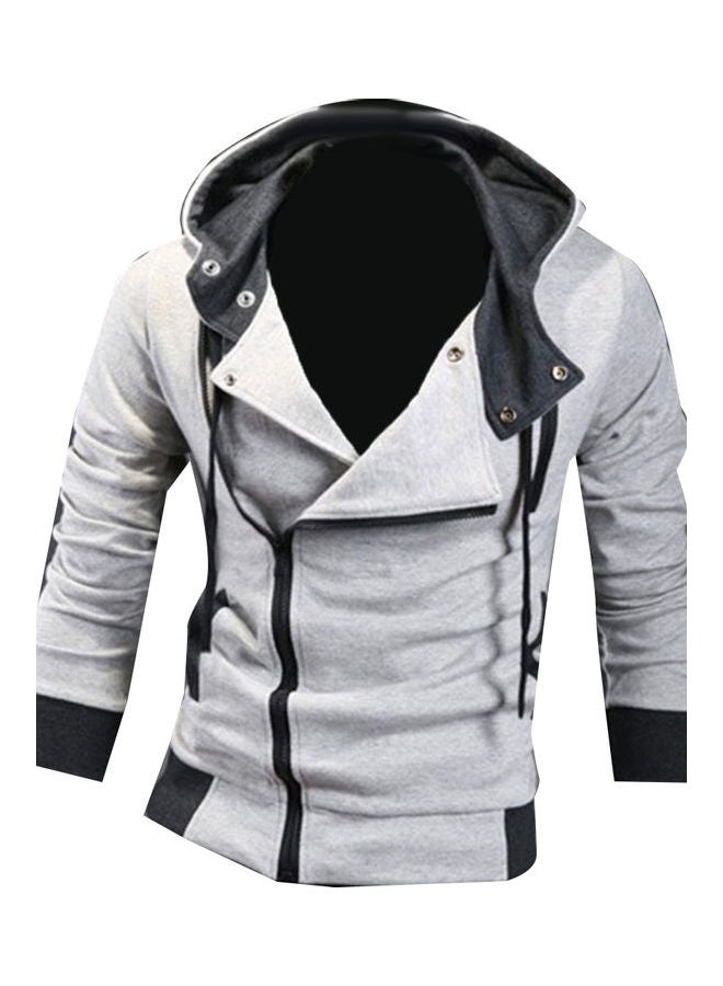 Men's Long Sleeve Side Zip Hoodie Light Gray