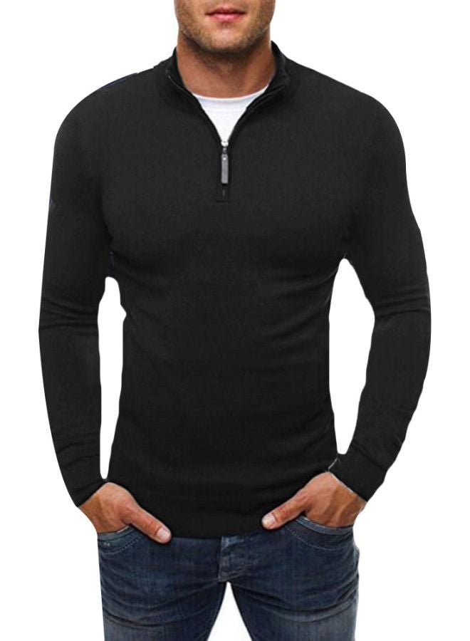 Solid Knitwear Sweatshirt Black